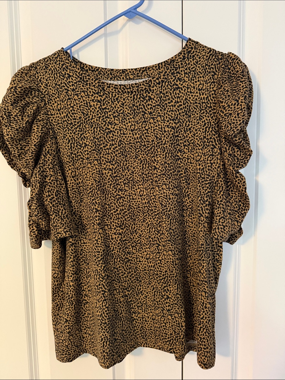 LOFT Leopard Print Ruffle Sleeve Top - Brown/Black